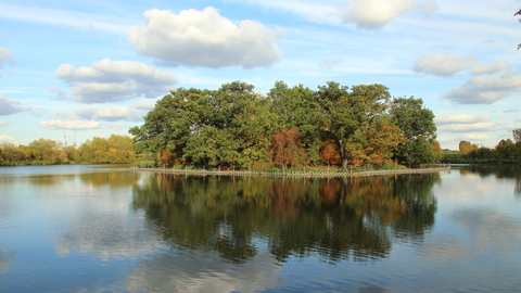 Walthamstow Wetlands reservoir island