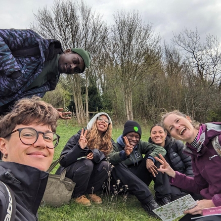 5 keeping it wild trainees and Anna smiling for a photo together whilst at A Species Identification session at Hutchinson’s Bank led by Anna from Brimstone Partners