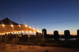 Coal house at sunset