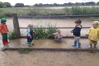 Muddy puddles at Nature Tots Woodberry Wetlands