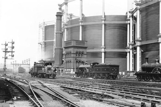 Black and white image of Victorian railway