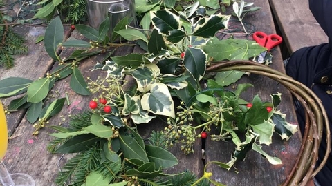 people making wreaths