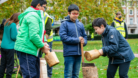 children in Grosvenor square taking part in activities