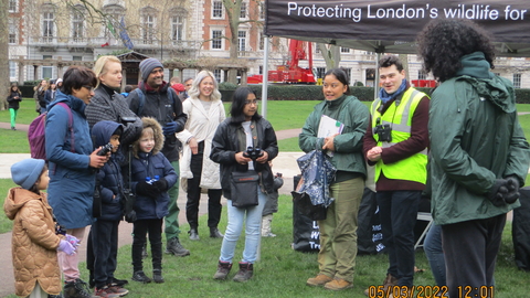 Group gathered at Grosvenor Square for guided walk