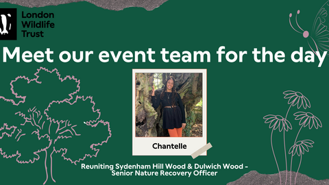 Banner titled 'Meet our event team for the day' showing a picture of Chantelle, Senior Nature Recovery Officer