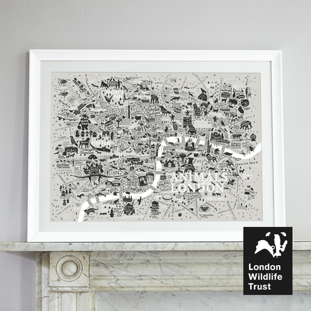 Animals of london print sitting on mantelpiece