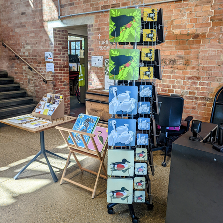 A view of products on display at the walthamstow wetlands shop