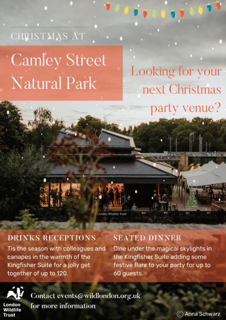 Flyer for private hires at Camley Street Natural Park
