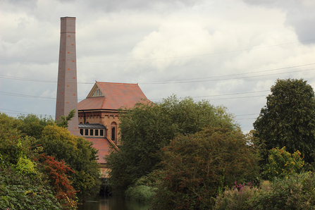 The industrial outside face of a building at Walthamstow Wetlands