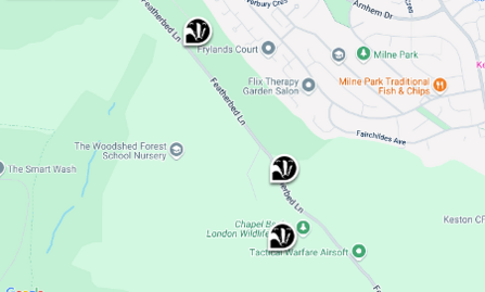 A map of showing the location of Hutchinsons Bank