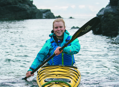 Erin in a sea kayak