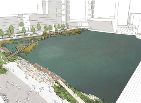 Canada Water Masterplan _Dock View_01 © Townshend Landscape Architects