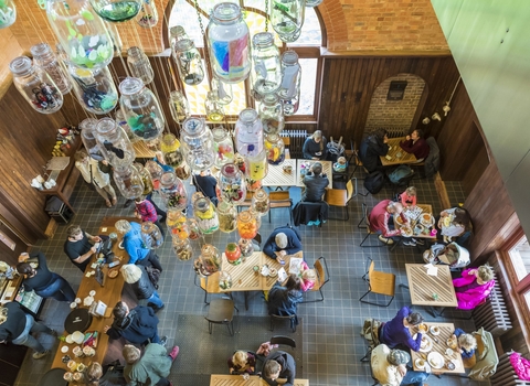 Café aerial view Walthamstow Wetlands