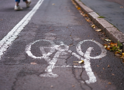 cycle path painted on to on urban road